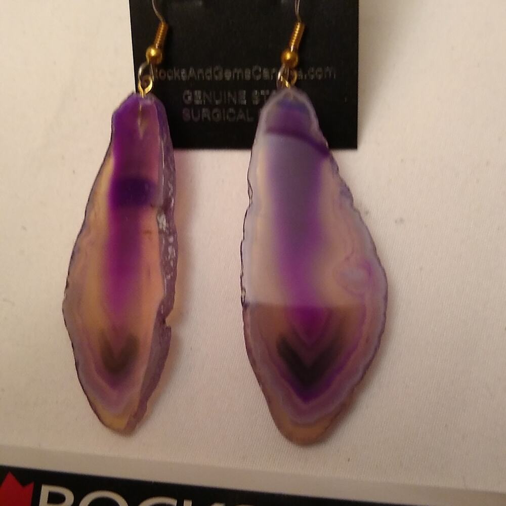 Vintage Rocks and gem from Canada pierced earrings - Picture 2 of 5